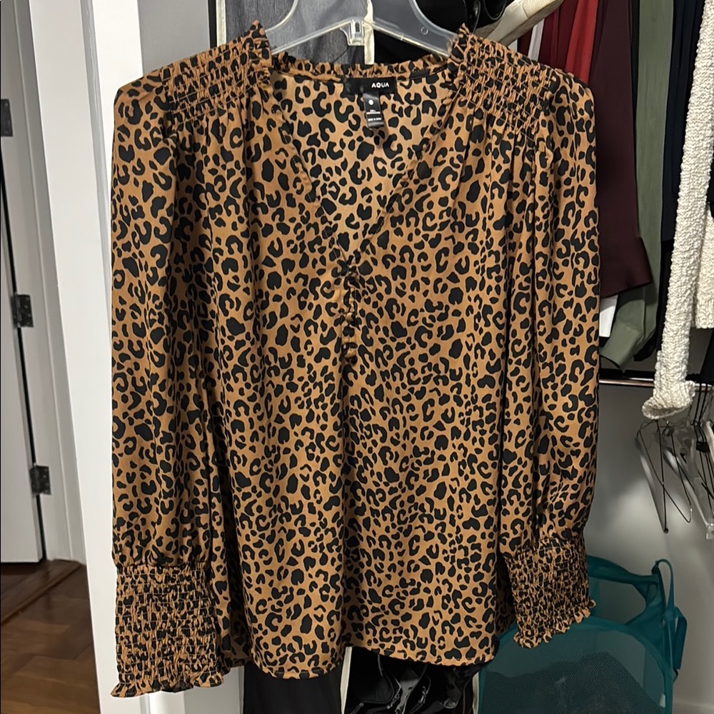 Aqua Leopard Print Women's Top